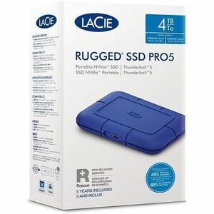 LaCie Rugged SSD Pro5 STNA4000400 4 TB Rugged Solid State Drive - External - Blue - Tablet, Notebook Device Supported - Th