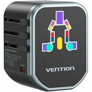 Vention FJC 1.84 kW AC Adapter - Box - Universal Adapter - 1 USB - 2 USB Type-C - 120 V AC, 230 V AC Input - 5 V DC, 9 V D