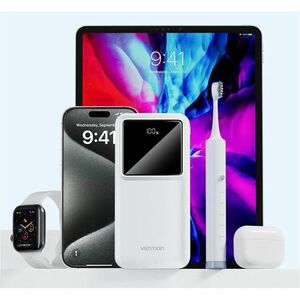 Vention FHL Power Bank - White - For Electric Toothbrush, Smartwatch, Wireless Earphone, Desk Lamp, USB Fan, Smartphone, T