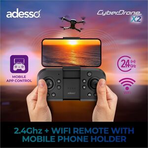 Adesso Drone with 1080P FVP Camera and Remote Controller - 14+ Age - 2.40 GHz - 0.25 Hour Run Time - 262.47 ft Operating R