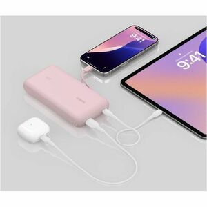 Belkin BoostCharge Power Bank - Pink - For Smartphone, iPhone, iPad mini, iPad Pro - 2 x Type-C 30W, 1 x Type-A 30W - 2000