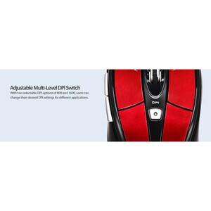Adesso iMouse S60R Mouse - Radio Frequency - USB - Optical - 6 Button(s) - Red - Wireless - 9.14 m - 2.40 GHz - 1600 dpi -