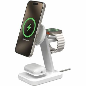 mophie snap+ Induction Charger - White - For Qi2-enabled Device, AirPod, iPhone - Fast Charging, Magnetic, Magnetic Alignm