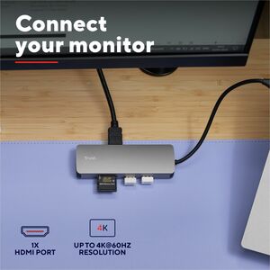 Trust Dalyx USB-Typ C Docking Station für Notebook, Tablet-PC - Ladefunktion - Speicherkartenleser - SD, microSD - Grau - 