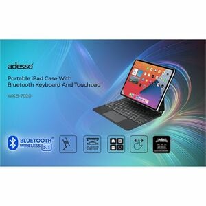 Adesso Bluetooth Keyboard for iPad Pro 12.9 inch M1, M2, M3 Generation - Aluminum Body