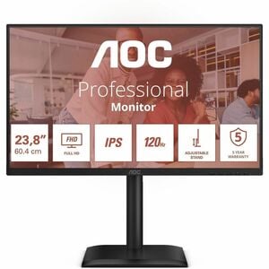 Moniteur LED AOC 24E4U 24" Classe Full HD - 16:9 - Noir - 60,5 cm (23,8") Viewable - Technologie IPS - WLED Rétroéclairage