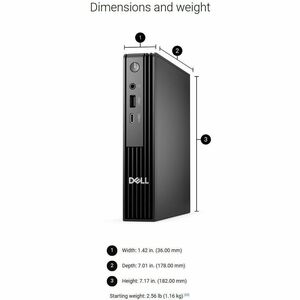 Dell Pro QCM1250 Desktop Computer - Intel Core Ultra 5 2nd Gen 235T - 16 GB - 256 GB SSD - Micro PC - Intel Chip - Ubuntu 