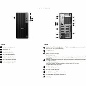 Desktop Computer Dell Pro QCT1250 - Intel Core Ultra 7 265 - 16 GB - 512 GB PCI Express NVMe 4.0 SSD - Tower - Intel Chip 