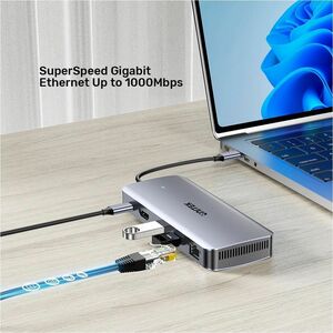 Unitek D1120A01 5 Port(s) USB Type C Docking Station for Solid State Drive, Notebook, Tablet PC, Smartphone, Display - Cha