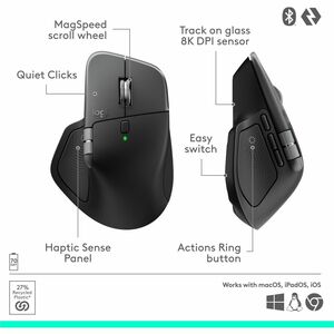 Logitech MX Master 4 for Mac, Ergonomic Bluetooth Mouse with Advanced Performance Haptic Feedback, Ultra-Fast Scrolling, U