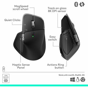 Logitech MX Master 4, Ergonomic Wireless Mouse with Advanced Performance Haptic Feedback, Ultra-Fast Scrolling, USB-C Char