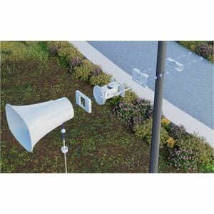 Ubiquiti AI Horn Speaker - Wired - 120 dB - Audible, Visual - Wall Mountable, Pole Mountable - White
