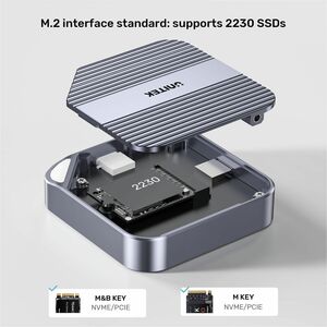 Unitek S1244AGY01 Drive Enclosure PCI Express NVMe, M.2 - USB Type C Host Interface - UASP Support - Space Gray - 1 x SSD 