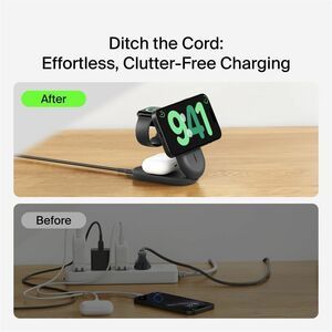Belkin UltraCharge 3-in-1 Foldable Magnetic Charger with Qi2 25W - For Smartwatch, Smartphone, AirPod, iPhone - 30 Minute 