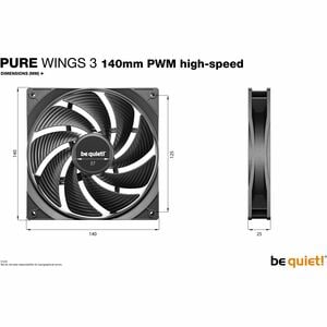 be quiet! Pure Wings 3 3 Pack Cooling Fan - Multimedia System, PC, Radiator - 140 mm Maximum Fan Diameter - 3 x Fan(s) - 1