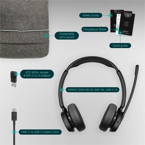 EPOS IMPACT Kabellos Kopfbügel, Auf den Ohren Stereo Headset - Schwarz - Microsoft-Teams-Zertifizierung - Binaural - Ohrau