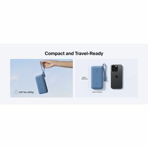 Belkin BoostCharge Power Bank - Blue - For Smartphone, iPhone, iPad mini, iPad Pro - 20000 mAh - 20 W - USB Type-C Connect