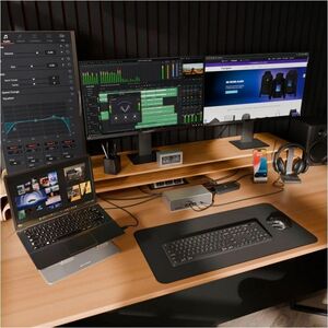 Targus EcoSmart DOCK230EUZ Thunderbolt 5 Docking Station für Workstation, Mikrofon, Lautsprecher, Kopfhörer, Tastatur, Mau
