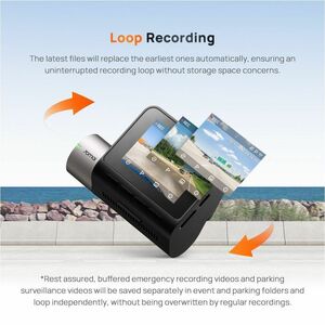 70mai A510 Front/Rear Vehicle Camera - 5.1 cm (2") Screen - Night Vision - 2592 x 1944 Video - STARVIS 2 CMOS