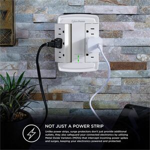 CyberPower CSB6WS Essential 6 - Outlet Surge Protector with 1800 J Surge Suppression - Clamping Voltage 800V, NEMA 5-15P, 