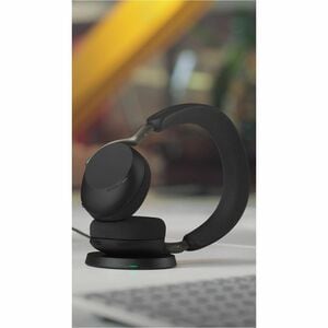 Jabra Evolve3 75, MS Teams, Link390a USB-A Dongle, Black, with Wireless Charger Pad