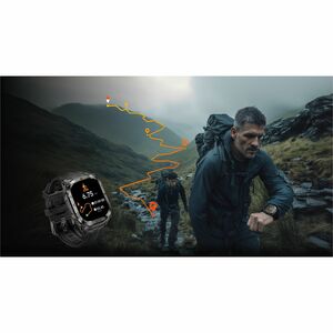 Kospet TANK M4C Smart Watch - Square Case Shape - Silver Body Color - Stainless Steel, Zinc Alloy Case Material - Silicone