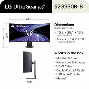 LG UltraGear 52G930B-B 52" Class 5K2K WUHD Curved Screen Gaming LCD Monitor - 21:9 - 131.1 cm (51.6") Viewable - Vertical 