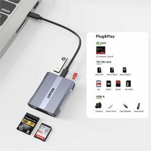 Unitek 2 Slot(s) Flash Drive/Flash Card Reader - USB Type C - 1 - 1.95 TB Flash Drive - 10 GB/s - microSD, CompactFlash, m