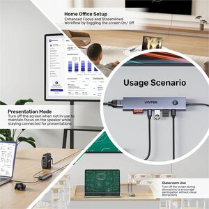 uHUB S7 Pro 7-in-1 5Gbps USB-C Hub with Screen On/Off button Supports 4K60Hz PD 100W SD/microSD card reader