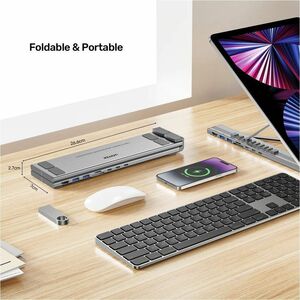 Foldable Laptop Stand with Docking Station (2USB-A 5Gbps + USB-C 5Gbps + HDMI 4K 60Hz + SD/Micro SD + PD 100W)