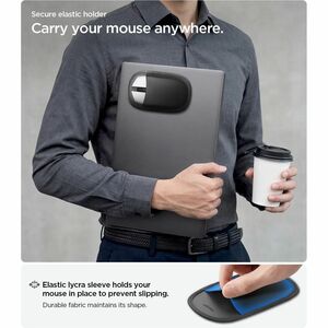 Spigen LD220 Notebook, Tablet, Universal, Backpack, Desk Mouse Holder - Polyurethane Leather, Plastic, MicroFiber - 1 - Bl