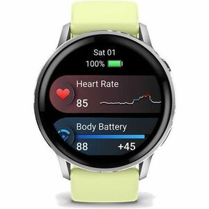 Garmin Venu 4 Smart Watch - Silver Case Color - Citron Band Color - Stainless Steel, Metal Body Material - Fiber Reinforce