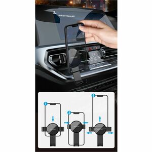 Vention KCGB0 Smartphone, Car, iPhone SmartPhone Holder - 112.1 mm x 73 mm x 83.5 mm x - Silicone, ABS - Black - Air Vent,