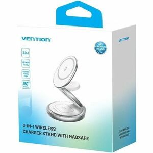 Vention FGE Induction Charger - Silver - For iPhone, Mobile Device - 9 V, 12 V Input - Input connectors: USB - Foldable