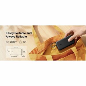 Belkin UltraCharge Power Bank - Black - For iPhone, iPad Air, iPad mini, iPad Pro - 10000 mAh - 45 W - USB Type-C Connecto