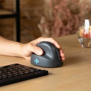 R-Go HE Basic Vertical Mouse Maus - Bluetooth - USB-Typ C - Optisch - 3 Taste(n) - Grau - Mac, Windows - Kabel/Drahtlos - 