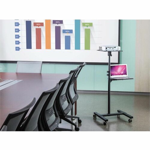 StarTech.com Mobile Projector and Laptop Stand/Cart, Heavy Duty Portable Projector Stand/Presentation Cart (22lb/shelf), H