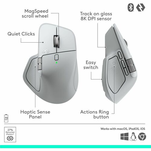 Mx Performance 4 MX MASTER 4 FOR MAC PERFORMANCE WIRELESS MOUSE - PALE GREY