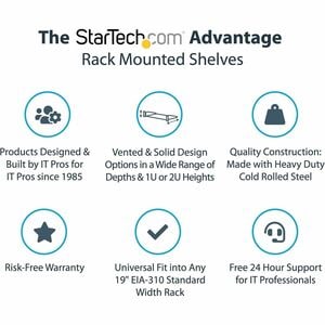 StarTech.com 2U Server Rack Cabinet Shelf - Fixed 22" Deep Cantilever Rackmount Tray for 19" Data/AV/Network Enclosure w/c