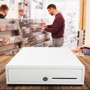 apg®Standard- Duty Point of Sale Cash Drawer | Vasario Series VB320-AW1313-B27 - USD 4 Bill - 4 Coin - 2 Media Slot - Stai