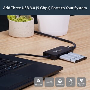 StarTech.com 3 Port Portable USB 3.0 Hub with Gigabit Ethernet Adapter NIC - 5Gbps - Aluminum w/ Cable - USB 3.0 Type A - 