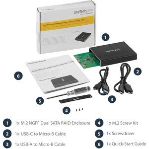 StarTech.com Boîtier USB 3.1 (10 Gb/s) dual slot pour SSD M.2 NGFF SATA avec RAID - Boîtier USB 3.1 2x SSD - USB-A et USB-