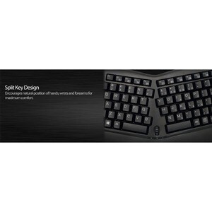 Adesso Tru-Form Media 3150 - 2.4 GHz Wireless Ergo Trackball Keyboard - Wireless Connectivity - RF - Compact - 30 ft - 2.4