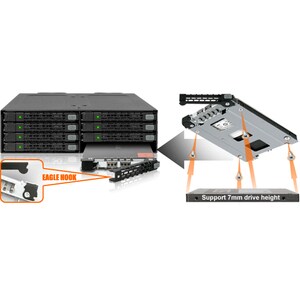 Icy Dock ToughArmor MB998IP-B Drive Enclosure for 5.25" - Mini-SAS HD Host Interface Internal - Black - 8 x HDD Supported 