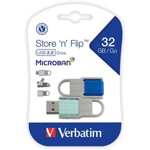 32GB Store 'n' Flip® USB Flash Drive - 2pk - Blue, Mint - 32GB - 2pk - Blue, Mint