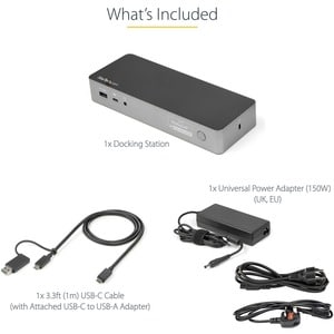 StarTech.com Universal Laptop Docking Station, Hybrid USB-C & USB-A Dock, Dual 4K DP & HDMI, 100W PD, Mac / Windows / Chro