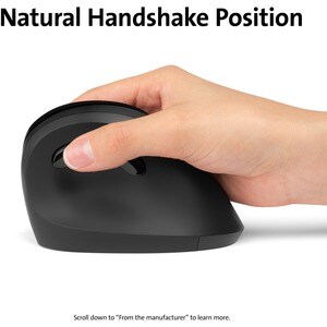 Kensington Pro Fit Ergo Vertical Wireless Mouse - Wireless - Radio Frequency - Black - USB - 1600 dpi - Scroll Wheel - 6 B