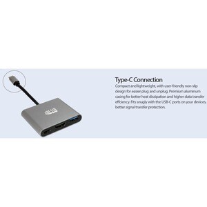 Adesso 3-IN-1 USB-C Multi-Port Docking Station (TAA Compliant) - for TV/Monitor/Projector/Notebook/Smartphone/Tablet - 60 
