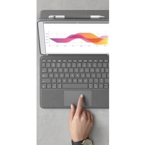 Logitech Combo Touch Keyboard/Cover Case Apple, Logitech iPad (7th Generation) Tablet - Graphite - Scuff Resistant, Scratc
