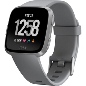 Fitbit Versa Smart Watch - Rectangular Case Shape - 24.08 mm Case Height - 24.08 mm Case Width - Grey Body Color - Alumini